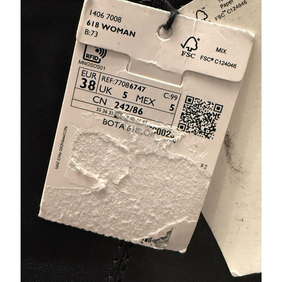 NEW MANGO MNG BLACK LEATHER COWBOY BOOTS SZ 38 7.5 - Picture 8 of 10